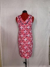 Talbots Womens Size XS Pink White Sleeveless Printed Shift Dress Cotton D213