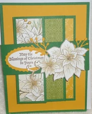 Stampin Up! Card Kit CHRISTMAS Fun Fold Poinsettia Place retired dsp BLESSINGS