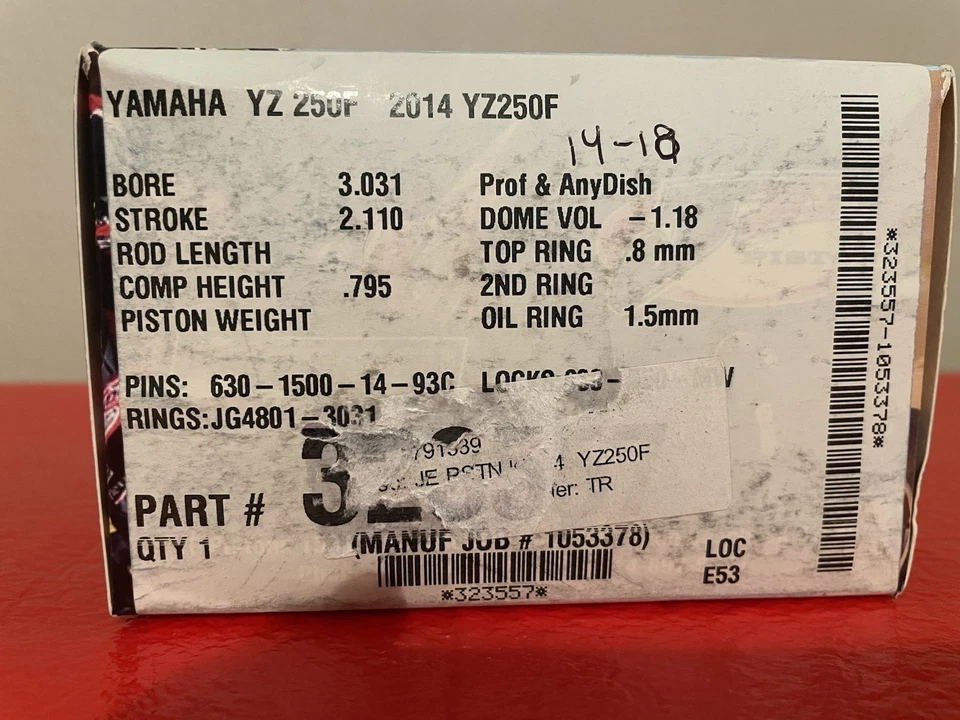 2014-18 Yamaha YZ250F JE Piston Kit 323557 - Image 2 of 3