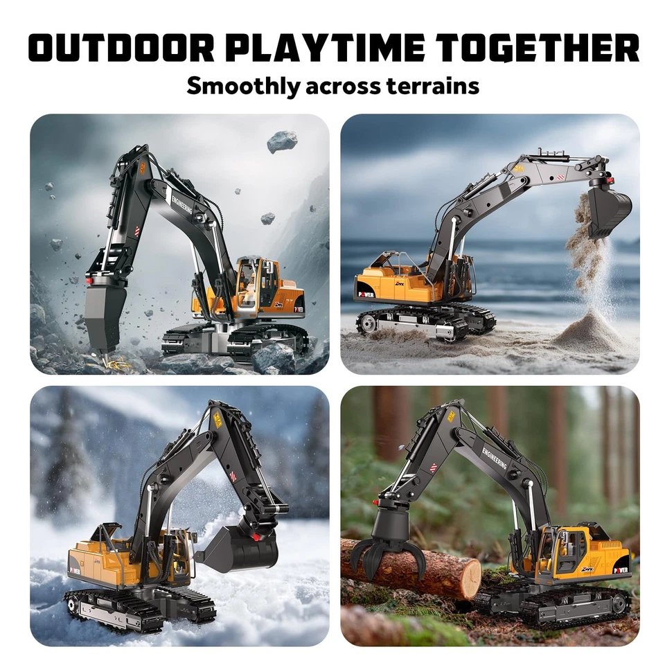 Remote Control Excavator Toys for Boys, 3 in 1 RC Excavator Toy with Alloy Bu... - Image 4 of 4