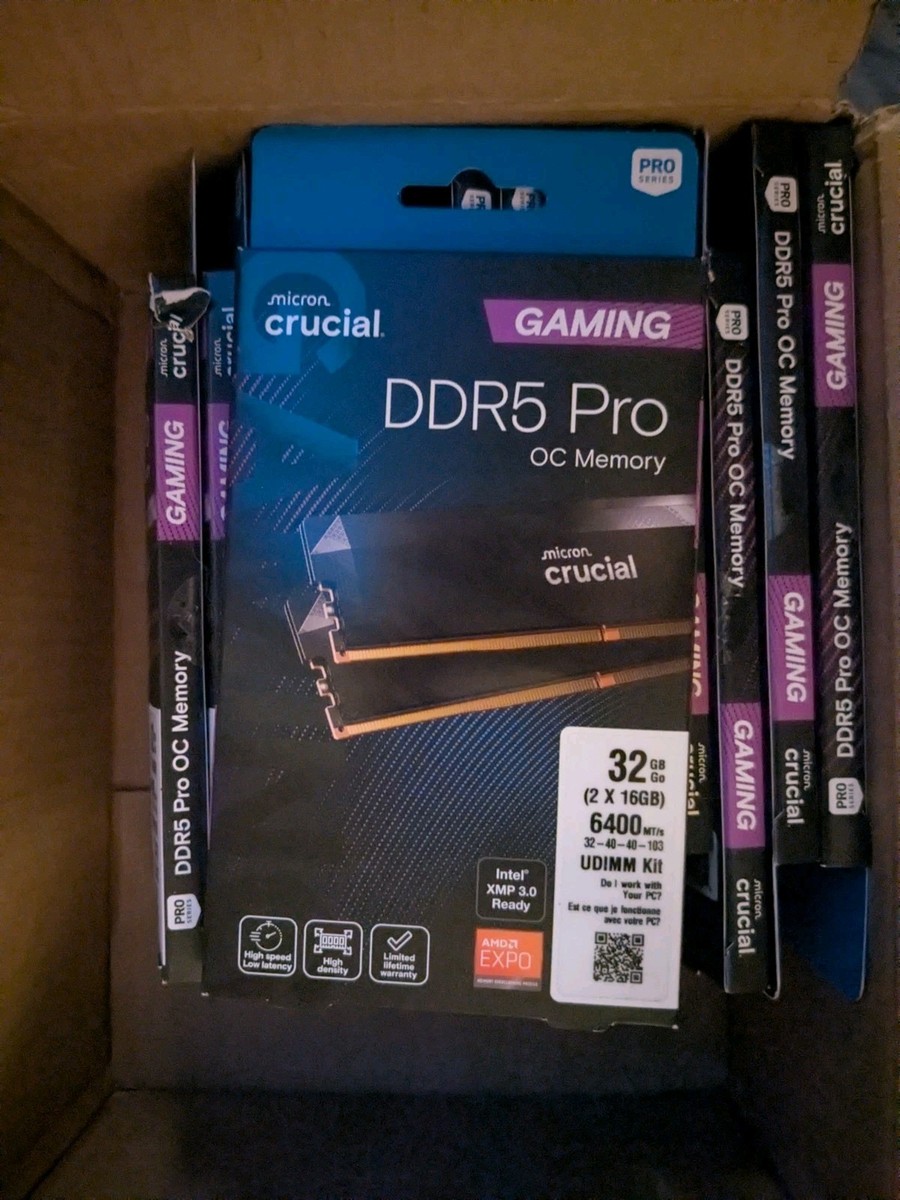 Crucial Pro DDR5 RAM 32GB Kit (2x16GB), 6400MHz CL32-40-40-103 XMP