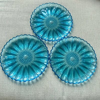 Vintage Hazel Atlas Capri Tulip 9 1/2'' Blue Glass Plate **Rare find**