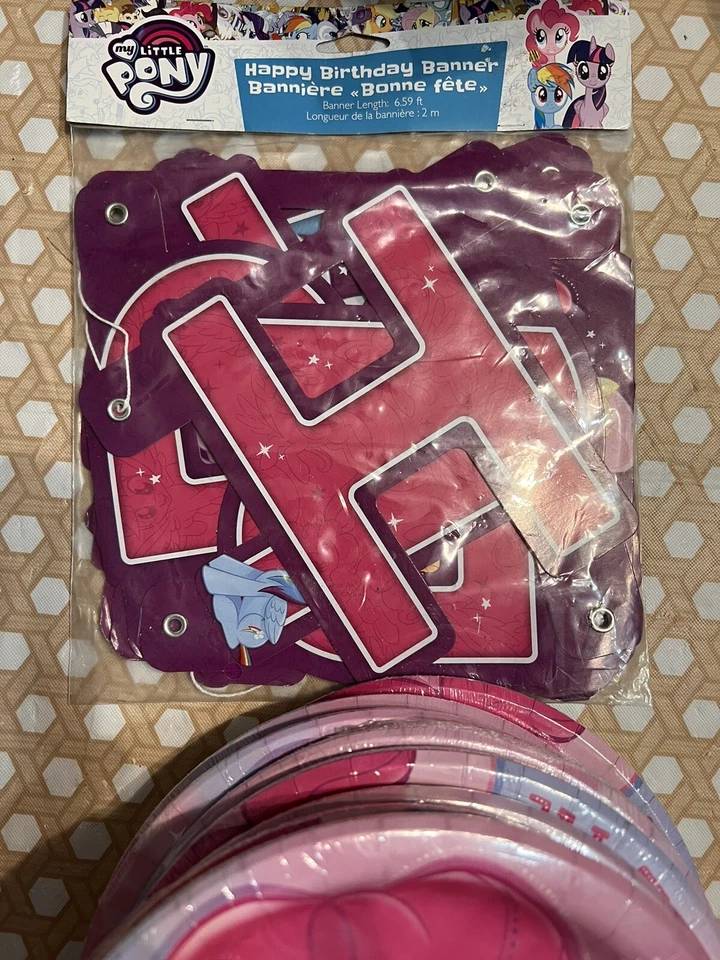 My Little Pony Película Postre Pastel Platos Fiesta de Cumpleaños y Suministros de Banner Foto 2 de 4