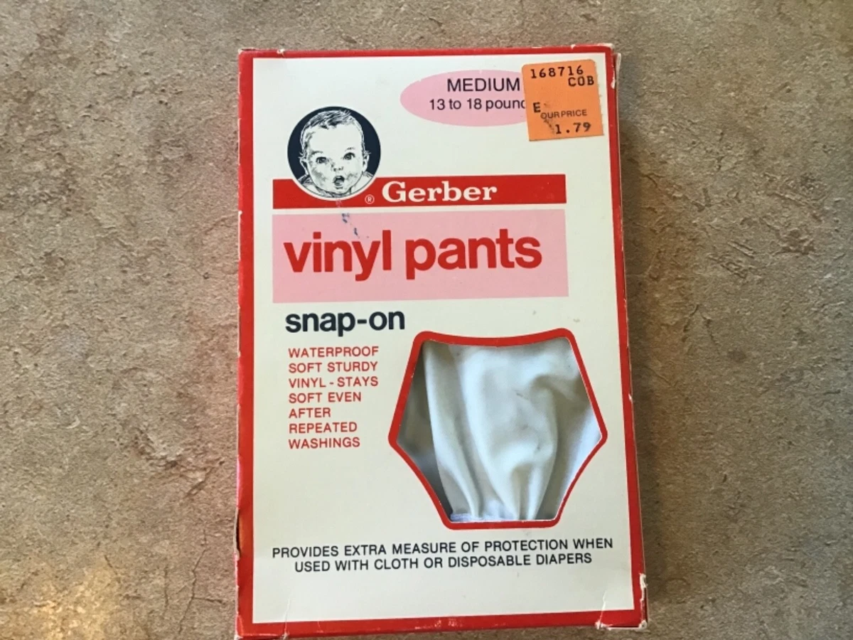 Vtg Gerber Vinyl Pants Snap On Pull on Medium Baby 13-18 lbs New