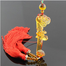 Liuli Crystal Ru Yi Car Hanging Ornament Feng Shui Fortune Peace Gift