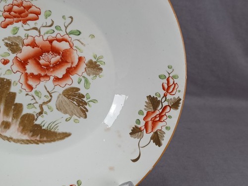British Pattern 241 Hand Painted Red Flower & Rock Bone China Plate C. 1810-1820 - Picture 4 of 10