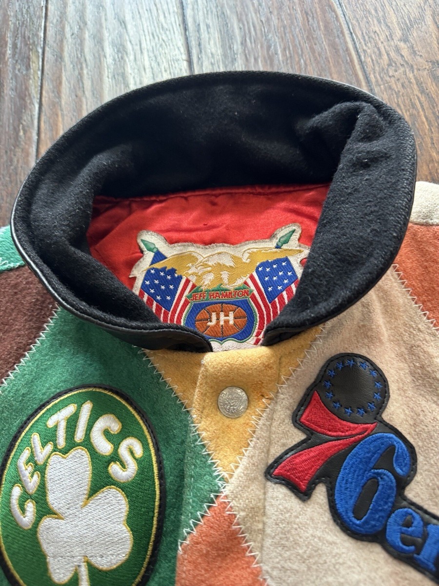 Vintage 90s JEFF HAMILTON Leather AND WOOL JACKET NBA TEAM