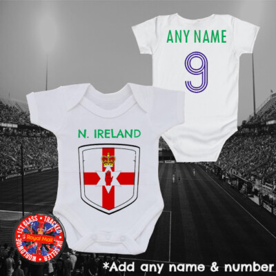Northern Ireland Personalised Football Babygrow Vest Soccer Gift Euros World Cup