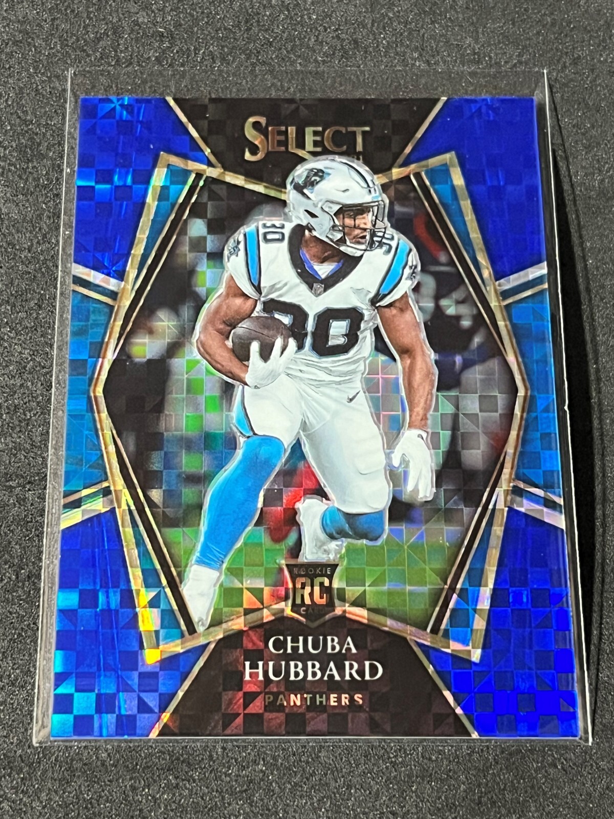 2021 Panini Select Chuba Hubbard Rookie Premier Level Blue Prizm 107/149 #176