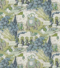 GP & J Baker Curtain Fabric 'SHALIMAR' 4.4 METRES TEAL Cotton Blend
