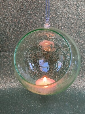 Mundgeblasener hängender Glas Teelichthalter Kugel Terrarium Ornament Geschenk