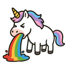 XXL 30X30 Autoaufkleber Einhorn erbricht Regenbogen Aufkleber