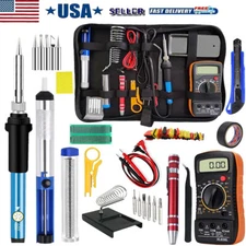 80W Soldering Iron Kit Digital Multimeter Adjustable Temperature Welding Solder