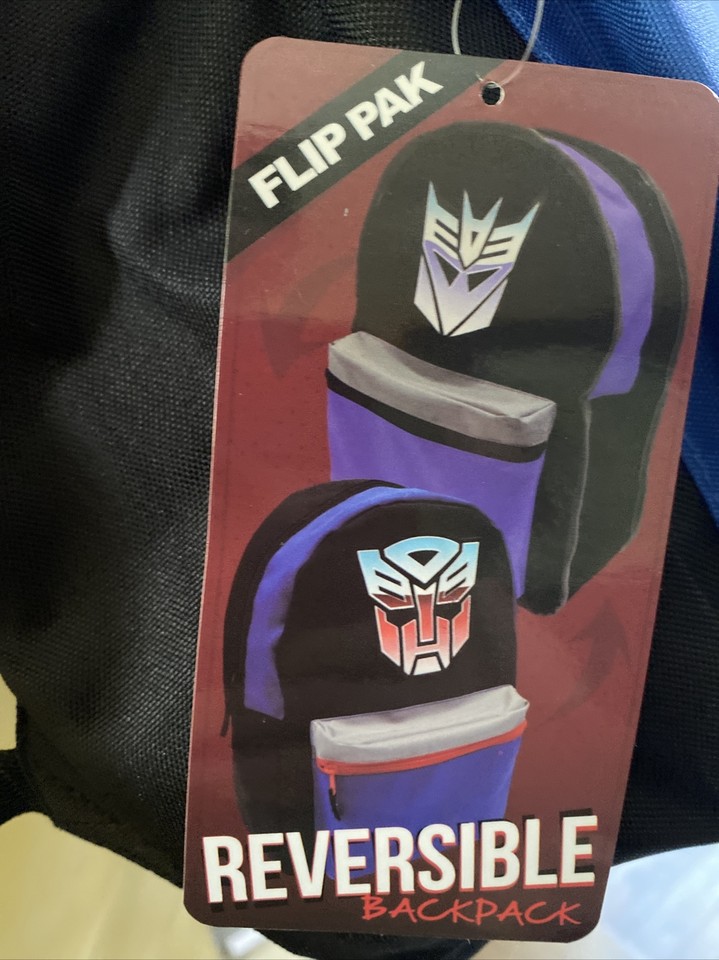 Reversible Transformer Backpack Autobot Decepticon Book Bag Flip Pak | eBay