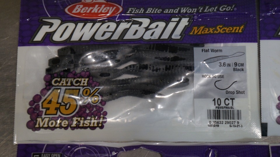 15 Packs Of Berkley MaxScent Powerbait 3.6" Flat Worms In Assorted Colors - Foto 11