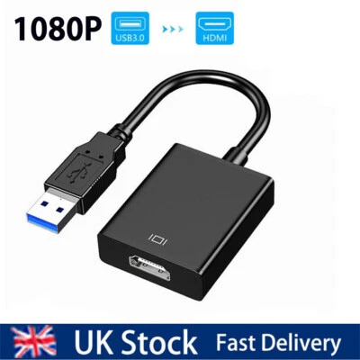 QNGENET USB 3.0 2.0 To HDMI Audio Video Adaptor Converter Cable For PC Laptop HDTV 1080P