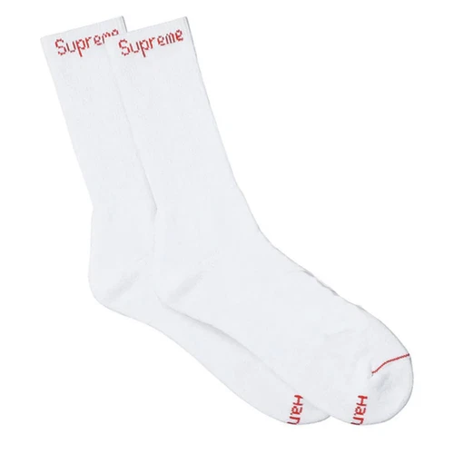 Supreme x Hanes Crew Socks White