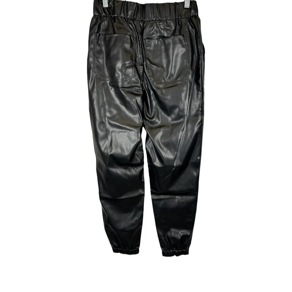 Pantalones de chándal para mujer LOGO by Lori Goldstein regulares de imitación de cuero negros lisos talla 6 Foto 2 de 2