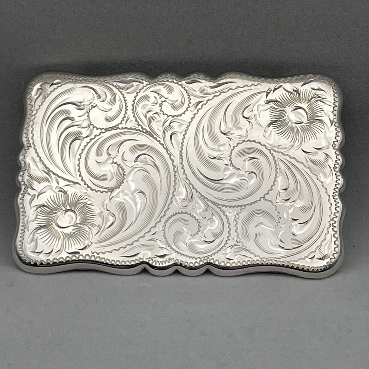 Diablo Sterling Silver Western Buckle Engraved Flowers  display picture 2