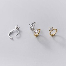 Tiny CZ 925 Sterling Silver Small Huggie Hoop Earrings A1141