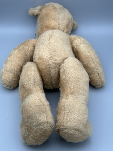 Vintage Teddy Bear 12" Nice Condition Glass Eyes Round Fabric Nose Stitched Pads - Picture 10 of 13