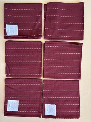 Natural Impressions Fabric Napkins Set of 6 Chester Merlot Burgundy Strips Color