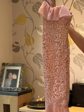 pretty little thing  Dusty Pink chiffon Frill Strappy Lace Midi Dress