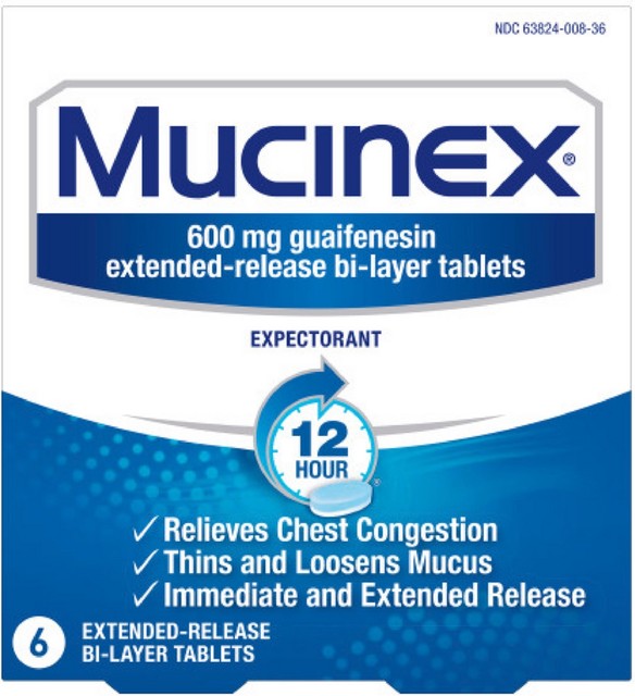 Mucinex 12 Hr Chest Congestion Expectorant Tablets 6 ea ...