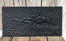 Hirsche Jagd Eisenguss Offenplatte? Wandrelief ? Bild Relief Gusseisen