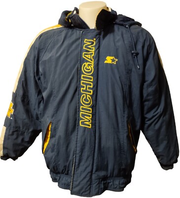 Starter Jacket Michigan Wolverines Winter Coat Vintage Full Zip