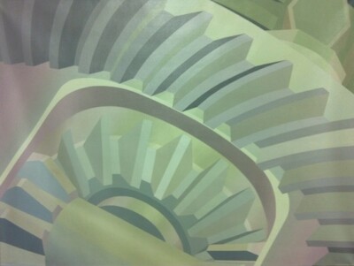 ''DIFFERENTIAL'', acrylic painting on canvas, 2008, Automobile Final Drive Cutaway