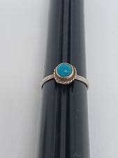 Unmarked Sterling Silver Native American Ring Size 5 Turquoise Small Circle
