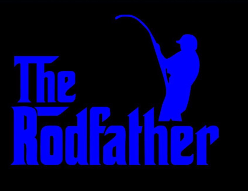 Fishing Decals Rodfather Fishing Funny Decal Sticker - Vinyl Car Window/Bumper Sticker, Customizable Color, UK Made Sasquatch Stickers