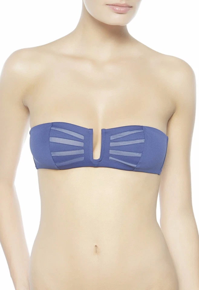 NWT LA PERLA Dunes Mesh-trimmed Bikini Laser Cut Tulle 8 B 12 US Swimsuit Blue - Image 3 of 4