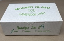 Vintage Mosser Glass Jennifer Miniatures 9 Pink Covered Dish Tray Set w/ Box
