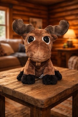 The Petting Zoo Moose Plush 9  Brown Stuffed Animal Big Eyes Cabin Lodge Decor