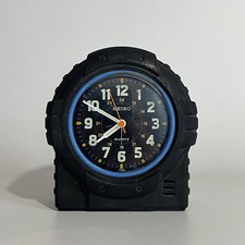 SEIKO Vintage 90s Alarm Clock Unique G-SHOCK Style Blue Frame Japan