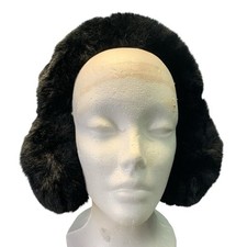 Women's Aspen Black Furry Earmuffs Ear Warmers Faux Fur