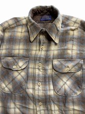 VTG 70s PENDLETON USA Men  s M Brown Plaid Button Down Wool Western Canyon Shirt