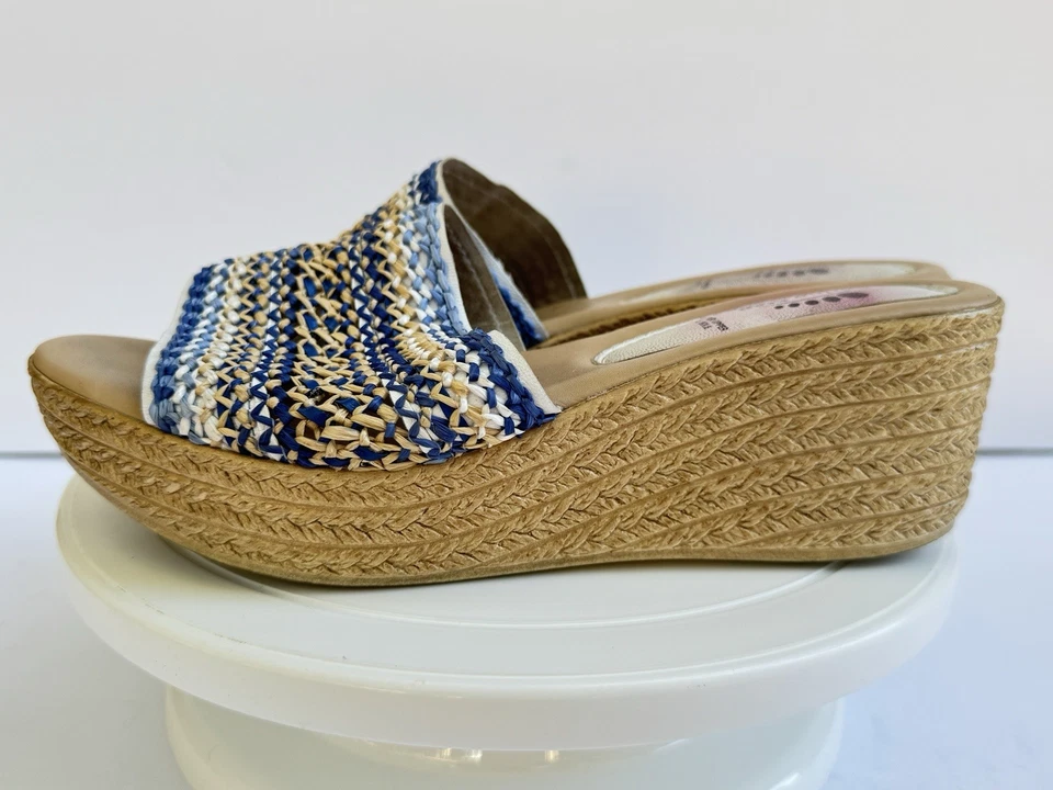 SPRING STEP Sandals Womens 40 Multicolor Leather Slip-Ons Wedge Padded 1.5”Heel - Image 3 of 4