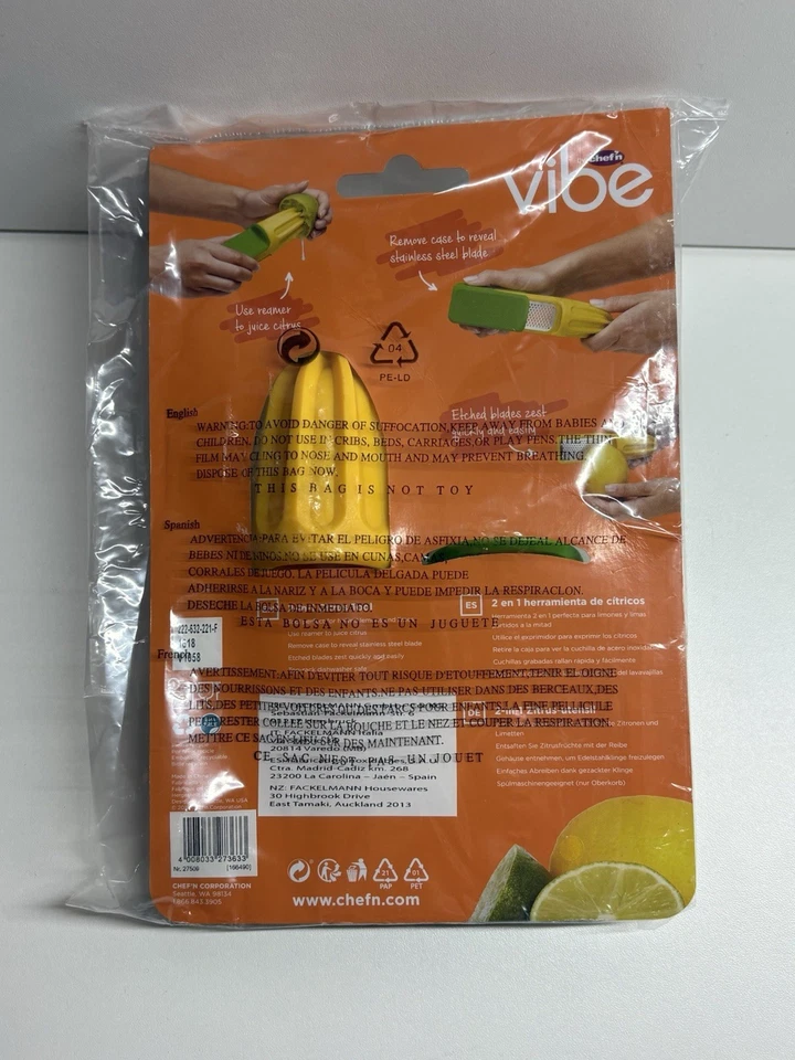 Chefn Vibe Zitronenpresse 2in1 Zitronen Presse Zitronenreibe Reibe Gelb Grün - Bild 3 von 3