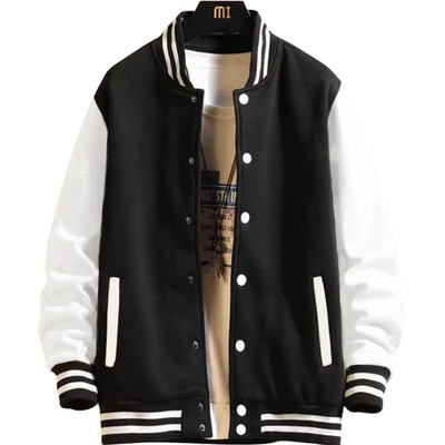 Oversized Varsity Baseball Jacket Men Women Fleece Streetwear Coat S-5XL