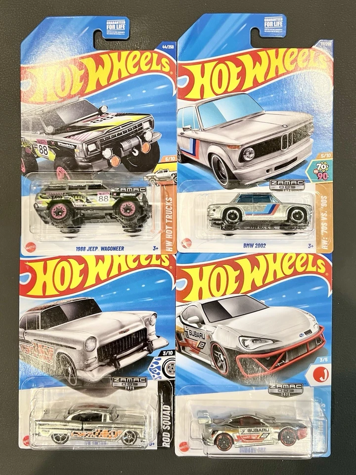 2025 HOT WHEELS WALMART EXCLUSIVE ZAMAC LOT OF 4 ,CHEVY - BMW - SUBARU - JEEP - Image 2 of 2