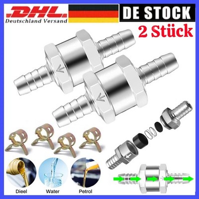 2 Stk 8mm Aluminium One Wege Kraftstoff Non Rücklauf Rückschlagventil Benzin DE