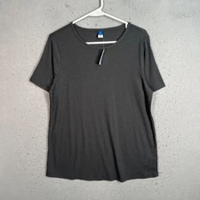 Old Navy Luxe Medium Tall Ribbed Gray Short Sleeve Tunic Top NEW!