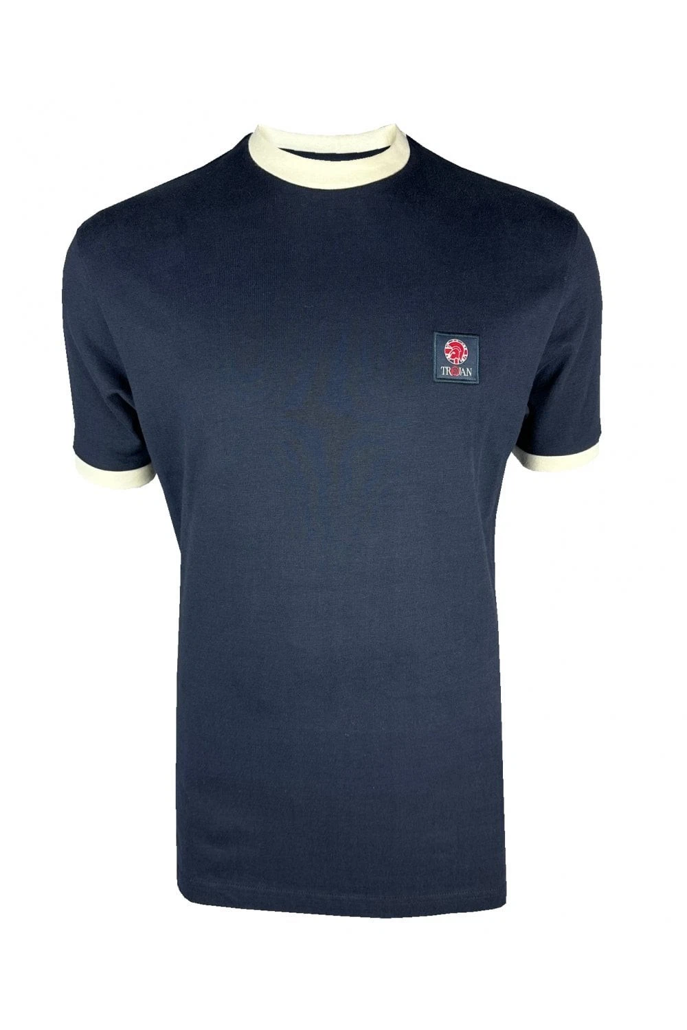 Trojan Men's Pure Cotton Flag Badge Short Sleeve Ringer T-Shirt - TR/9086