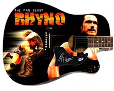 WWE Rhyno Signed 1/1 Custom Graphics Photo WWF Guitar PSA