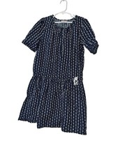 Hanna Andersson Girls Blue Floral Short sleeve Elastic Waist Dress Sz 140 US 10