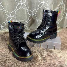  H Kurt Geiger Lace-up ankle boots with patent leather siper, Sz 9 little kid
