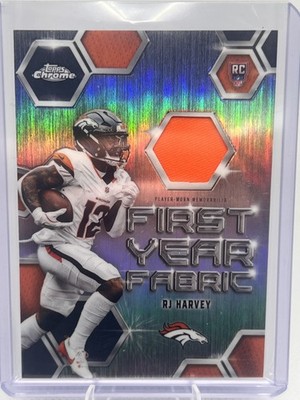 2025 Topps Chrome - RJ Harvey First Year Fabric RC Jersey Rookie #FYF-RH Broncos